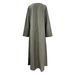 Middle Eastern Muslim Women's Clothing, Solid Color Robe, Arabian Round Neck, Loose Fit, Slimming, With Buttons And_ecoleips.com