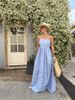 French Style High-Waist Maxi Dress With Stripe Print - Backless Flowy Summer Dress For Beach Vacation And Evening Parties_ecoleips.com