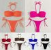 Women's Clothing Stylish Split System Swimsuit For Women Adjustable Tie-Front Bikini Set – High-Stretch Nylon & Quick-Dry Lining (6 Bold Colors)_ecoleips.com
