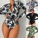 New Women's Long Sleeved Zipper Swimsuit Sun Protection Wetsuit Slimming Tummy Concealing Beach Bikini_ecoleips.com