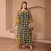 Verve Plus Size Ethnic Clothing Lace Embroidered Batwing Long Dress Muslim Women's Two-Piece Set Good Quality_ecoleips.com