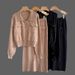 Elegant Knit Two-piece Set Women's Fall Winter Turtleneck Sweater & Midi Skirt Outfit - Slim Fit Button Down Cardigan & A-line Skirt_ecoleips.com