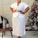 Women's Stylish European American Style Short Sleeved Top And Pleated Skirt Set Polka Dot Suit Collar_ecoleips.com