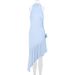 European And American Style Women's Dress, Solid Color, Halter Neck, Round Collar, Asymmetrical Hem, Sleeveless, Floral,_ecoleips.com