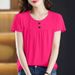 The Korean-Style, Stylish, Age-Reducing Round-Necked Short-Sleeved Top Is Perfect For Summer Outfits A Great Choice Fo_ecoleips.com
