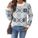 Nordic Snowflake Geometric Knit Sweater Oversized Loose Fit Long Sleeve Pullover For Autumn & Winter_ecoleips.com