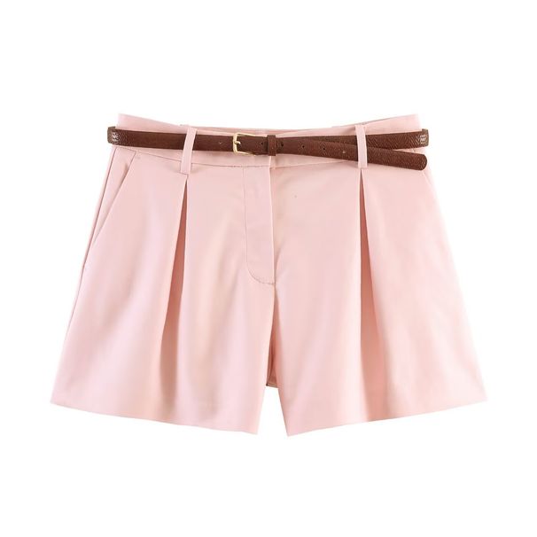 PB&ZA Women's High-Waisted Casual Shorts European American Fashion Summer Arrival with Belt 2026 New 4387472_ecoleips.com