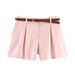PB&ZA Women's High-Waisted Casual Shorts European American Fashion Summer Arrival with Belt 2026 New 4387472_ecoleips.com