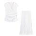 Women's Sleeveless Top With Statement Pin Detail & Wide-Leg Trousers Set, Elegant Office To Evening Two-Piece Outfit_ecoleips.com