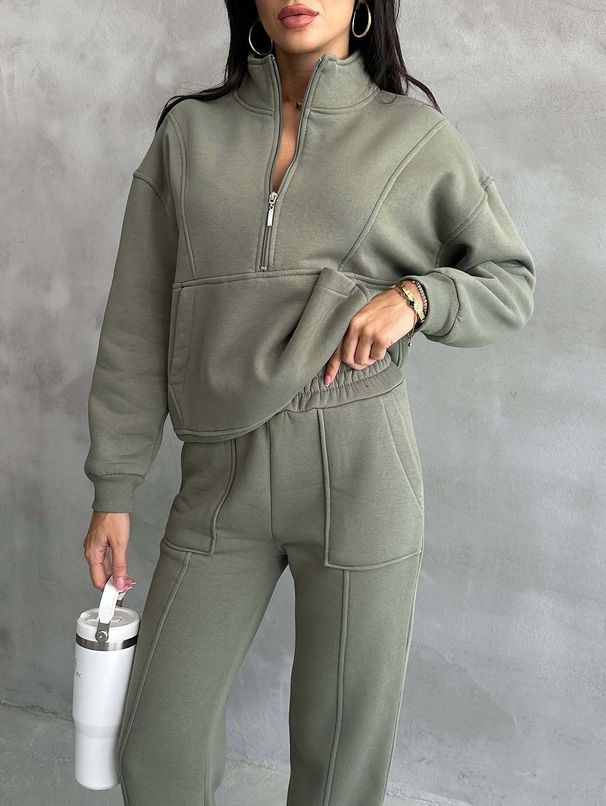 Aria Basics Aria Basics 2025 Spring European And American Women's Clothing Two-Piece Set Sweatshirt Fleece Sports Street Casual Fashion_ecoleips.com
