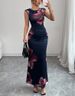 Elegant Sleeveless Bodycon Midi Dress Slim Fit Print for Evening And Special Occasions Women's Clothing_ecoleips.com
