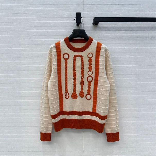 Elegant Long-Sleeved Striped Sweater, New Hollow-Out Round-Neck Knit Top, Loose And Casual Stylish Top_ecoleips.com