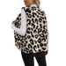Women's Fashion Faux Fur Vest With Leopard Print Front Button Closure Soft Cozy Winter Layering Piece For Casual Office Wear_ecoleips.com