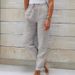 Women's Loose Long Trousers Summer Elastic Waist Solid Color Cotton Linen Wide Leg Pants_ecoleips.com