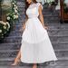 Women's Clothing Elegant Lace Chiffon Slim Fit Slit Solid Color Ladies Dress_ecoleips.com