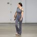 Audday 2024 Summer New Women's Solid Color Casual Sexy Off-Shoulder Comfortable Slim Top And Pants Set_ecoleips.com