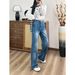 Jiawei 2025 Autumn/Winter Non-Stretch Wide-Leg For Women, Vintage Washed Jeans, New Jeans_ecoleips.com