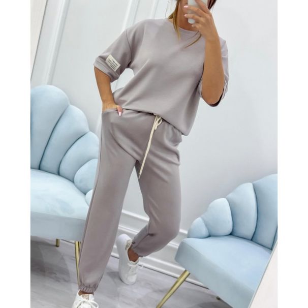 Women's Printed Casual Jogger Set - Short Sleeve T-Shirt & Lounge Pants (8 Colors, S-5XL) Summer Athleisure Outfit_ecoleips.com