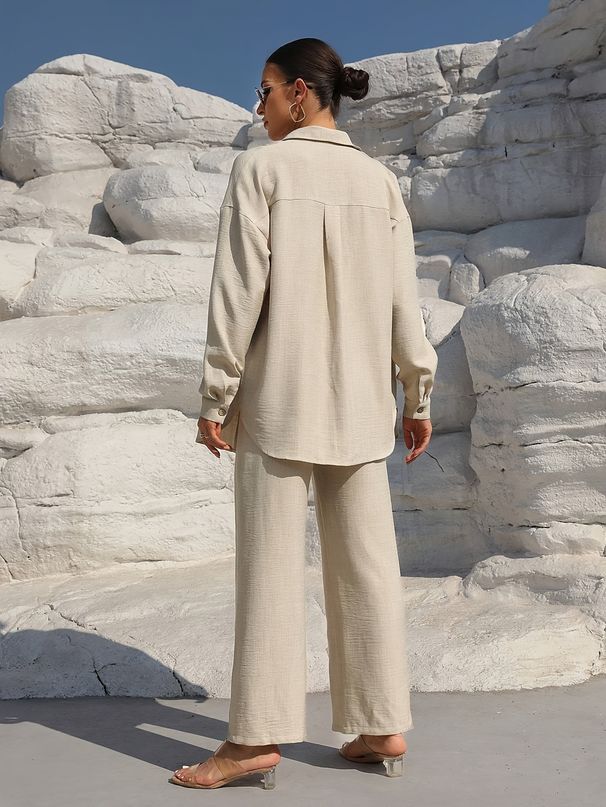 Spring Fashion Collection: Stylish Plus Size Women's Long-Sleeved Cardigan Two-Piece Set With Casual Solid Color Design_ecoleips.com