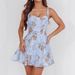 Summer Rose Print Hot Girl Square Neck A-Line Dress Women's Clothing Padded Chest Thin Material Suitable for Spring/Autumn & Summer_ecoleips.com