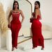 New Fashion Women's Clothing One Shoulder Slit Hot Diamond Hip Dress_ecoleips.com