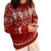 Aria Basics Aria Basics Red Christmas Sweater Women, Autumn Winter Outfit For Best Friends, European And American Retro Lazy Style, Loose_ecoleips.com