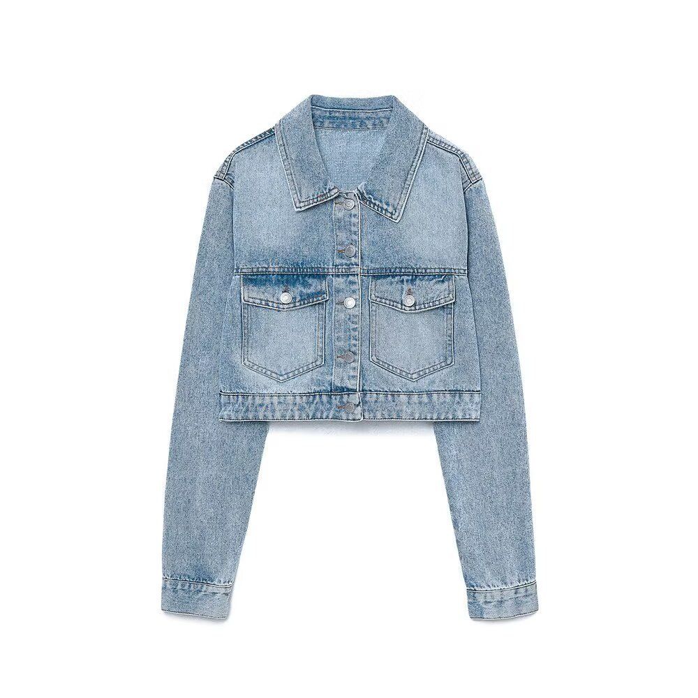Women's Denim Jacket Long Sleeve Short Length Casual Blouse Coat For Spring Autumn Fashion Outerwear_ecoleips.com