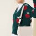 "Modest Muslim Knit Cardigan For Women – Embroidered Fruit Print, Polyester-Spandex Blend, Loose Fit Abaya Cover, Office & Prayer Outfit_ecoleips.com