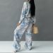 Women's Clothing New Casual Printed Lace Up Shirt Trousers Fashion Spring Suit_ecoleips.com