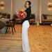 Blifanbo Patchwork Elegant Contrast Color Maxi Dress Women Fashion Ruched Bodycon Long Sleeve Turtleneck Club Party Long Dress_ecoleips.com