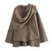 K Fashionable Women's Asymmetrical Scarf Short Knitted Cardigan;_ecoleips.com