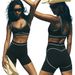 Women's Clothing High Waisted Embroidered Letter Fitness Yoga Shorts Vest Set High Elasticity Hip Lifting Fashionable Women's Clothing 7 Colors_ecoleips.com