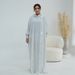 Voya Women's Hooded Abaya Dress - Polka Dot Print Kaftan With Tassel Details - Modest Islamic Wear, Loose Fit Long Sleeve Maxi Dress For Summer_ecoleips.com