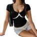 Y2K Lace Trim Sleeveless Top - Sexy Cropped Cami With Breathable Mesh, Stretch Fit For Clubbing & Summer Outfits (Black/White, S-XL)_ecoleips.com