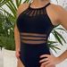 Women's Clothing Black Sexy Hollow One Piece Swimsuit Halter Neck Backless Bikini Swimsuit_ecoleips.com