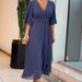 Women's Solid Color Chiffon Irregular Short Sleeve Dress plus Size Casual Maxi Dress_ecoleips.com
