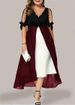 Spring/Summer New Women's V-neck Spliced Fake Two Piece Irregular Mid Sleeve Dress_ecoleips.com