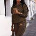 Women's Clothing Women's Style Autumn Winter Casual Vacation Hooded Printed Long Sleeve Two Piece Set With Side Stripe Design_ecoleips.com