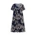 Spring/Summer Women's Elegant Large Swing Skirt With Round Neck Printed Short Sleeved Dress_ecoleips.com