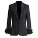 European American Style Autumn New Elegant Women's Blazer With Fashionable Collar, Rhinestone Embellishments, Feather_ecoleips.com