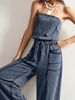 Spring/Summer Women's Sleeveless High Waisted Wide Leg Jumpsuit Solid Color Casual Slim Fit Tank Pants_ecoleips.com