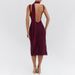 Sexy Women Sheer Mesh Patchwork Cowl Neck Sleeveless Slip Dress Open Back High Slit Slim Bodycon Party Dress_ecoleips.com