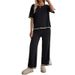 Women's Fashionable Spring/Summer Casual Long Pants & Short-Sleeved Knit Set With Stylish Attire_ecoleips.com