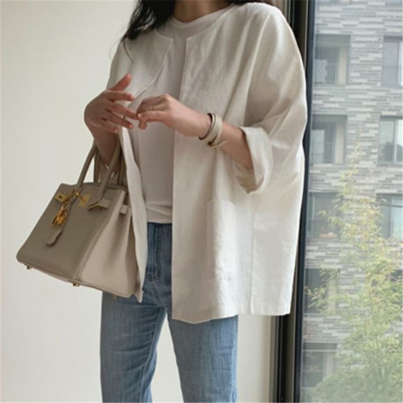 2295 Loose Ice Silk Top Spring/Summer 2025 New Large Size Color Blocked Simple Cotton T-Shirt For Women_ecoleips.com