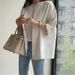 2295 Loose Ice Silk Top Spring/Summer 2025 New Large Size Color Blocked Simple Cotton T-Shirt For Women_ecoleips.com