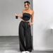 Shein Women's Fashion Slimming Pants Set Strapless Top And Loose Fitting Suit_ecoleips.com