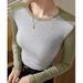 2025 High Quality Elastic Thread Cotton Color Blocked Long Sleeved T-Shirt For Women In Autumn And Winter 2025, Slim Fit_ecoleips.com