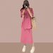 Women's Summer Fashion Set, Tummy Covering Slimming Skirt Two-Piece Set For Plus Size Women 1.0-150kg_ecoleips.com