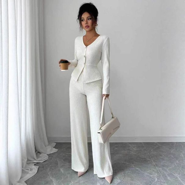 Autumn/Winter Casual Sportswear Set for Women Slimming High Waisted Knit Sweater Wide Leg Pants Two Piece Workout Clothes_ecoleips.com