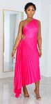 Women's Clothing New One Shoulder Oblique Collar Pleated Hollow Dress Skirt_ecoleips.com